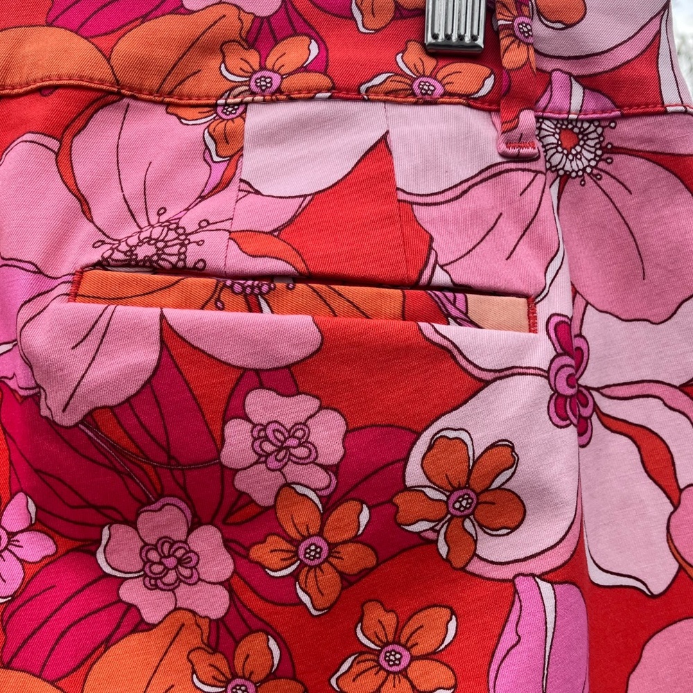 Talbots Perfect Crop Pants Floral Pink and Orange Size 10 - Picture 4 of 9
